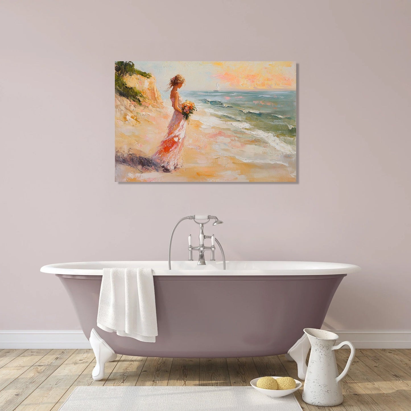 Melancholic Sunrise Shoreline Canvas