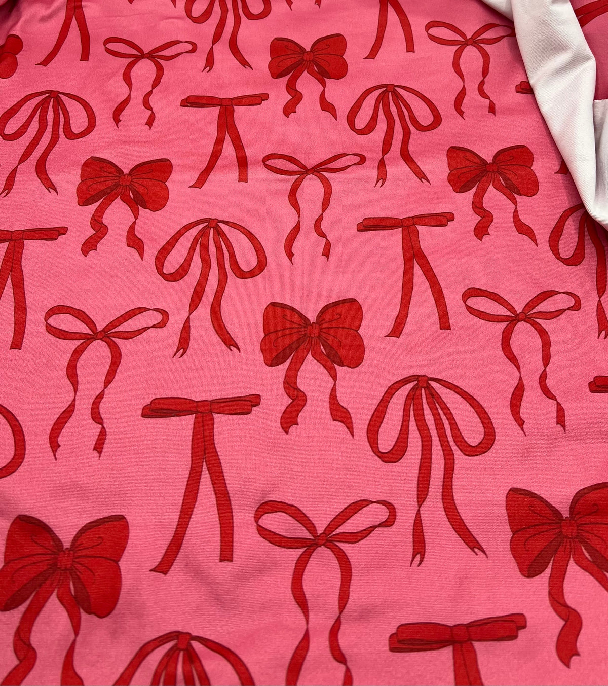 Hot Pink Bow Super Soft Print Spun Poly Stretch Fabric