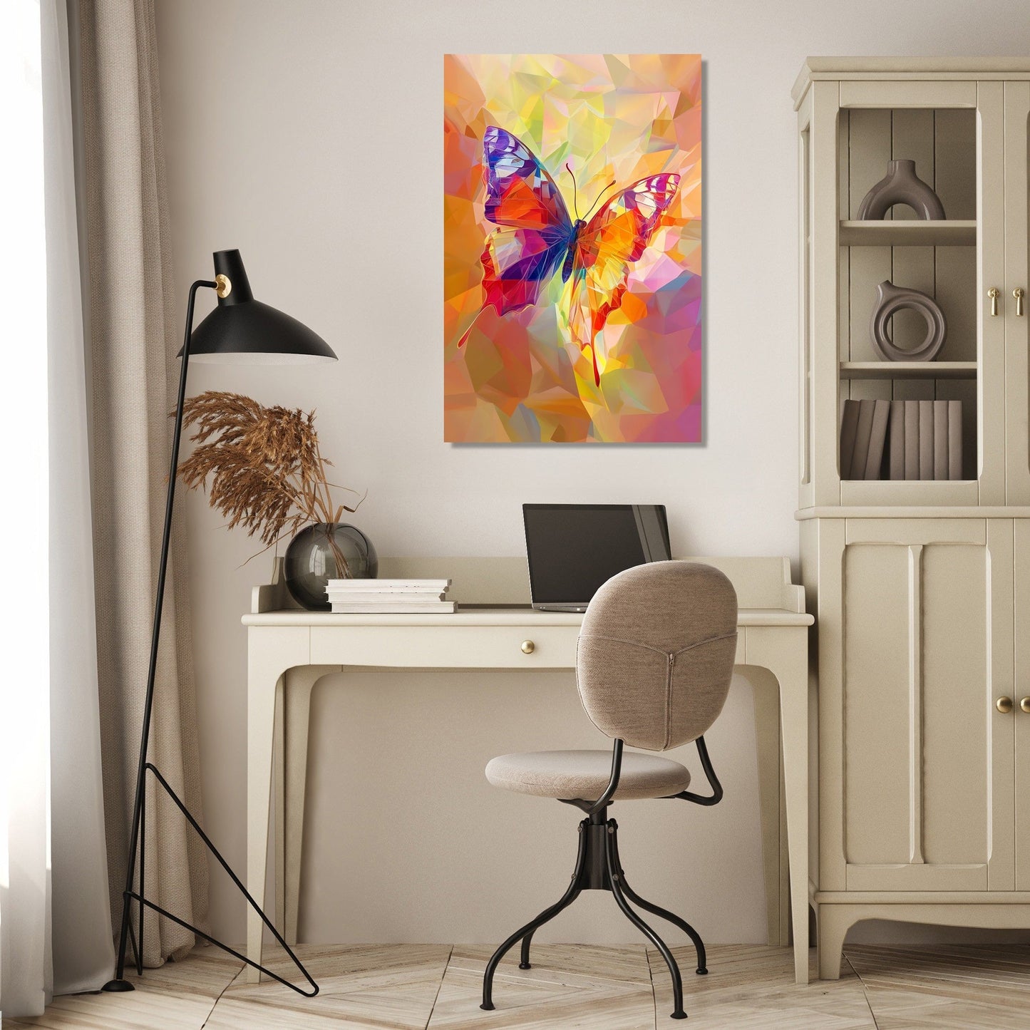 Polygonal Butterfly Kaleidoscope Canvas