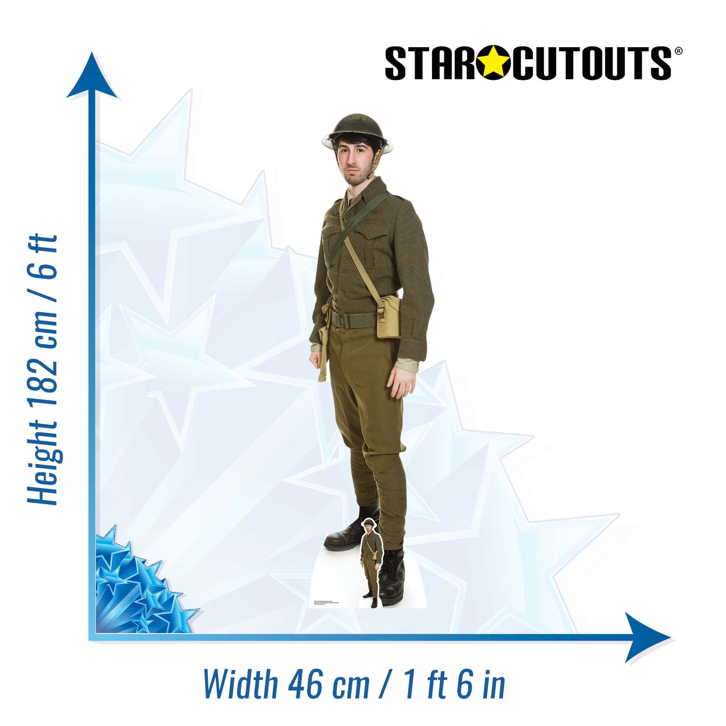 SC1177 British WW1 Soldier Cardboard Cut Out Height 182cm