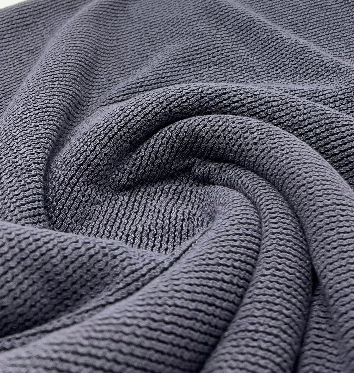 Slate Grey & Black Crinkle Rope Rib Stretch Fabric