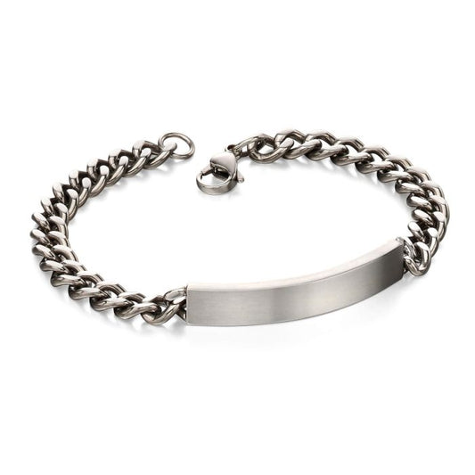 Fred Bennett Brushed Stainless Steel ID Bar Bracelet