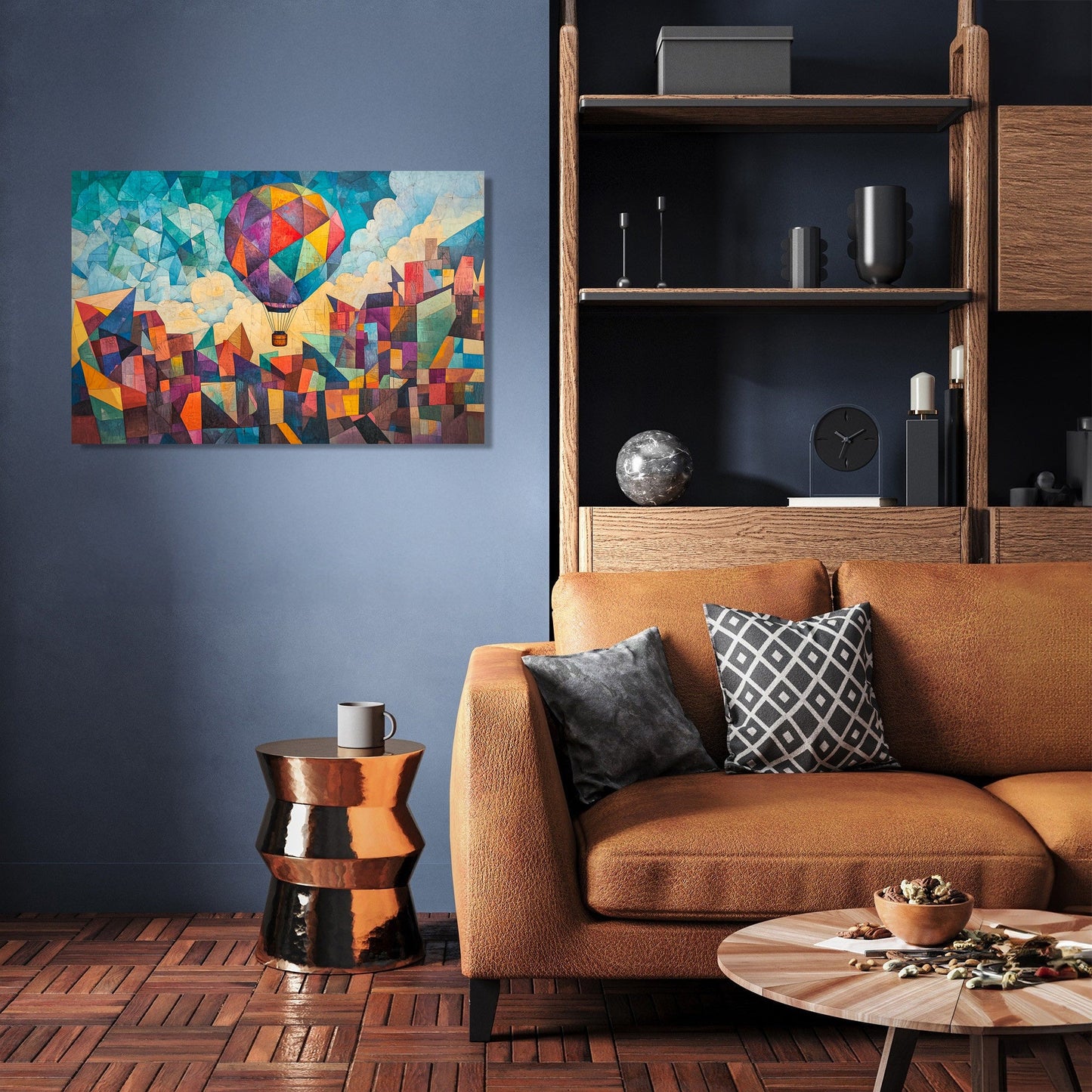 Balloon Over Geometric Canvas