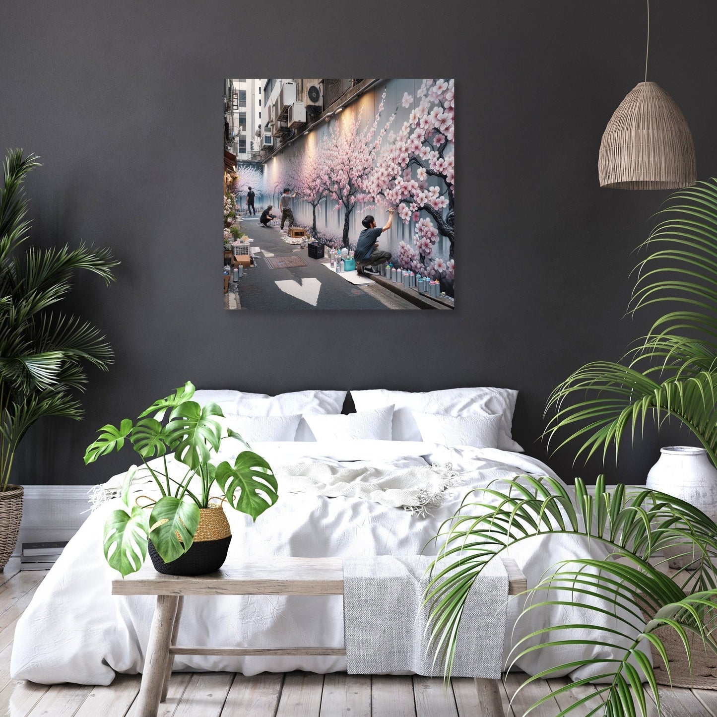 Cherry Blossom Graffiti Canvas