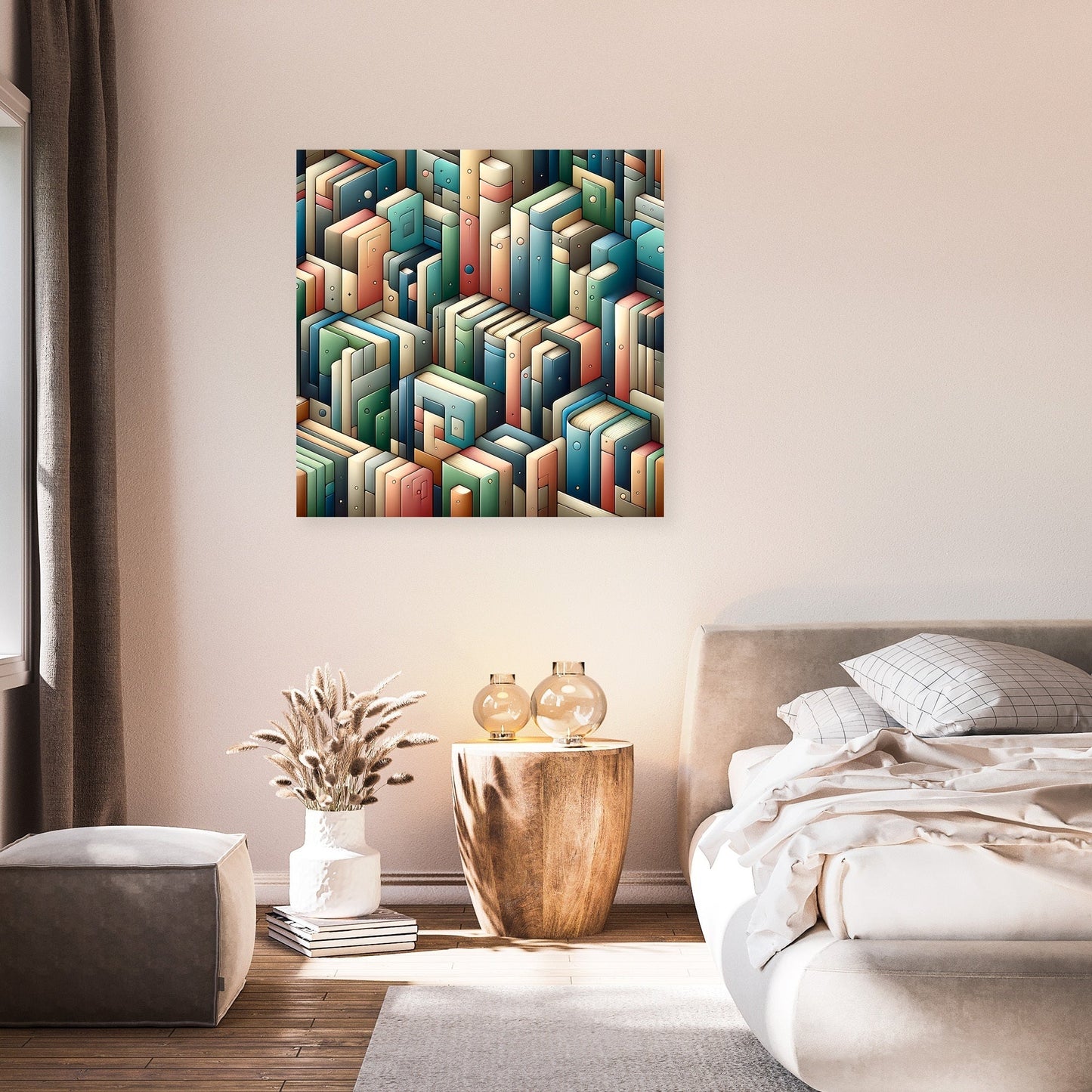 Abstract Bookshelf Canvas