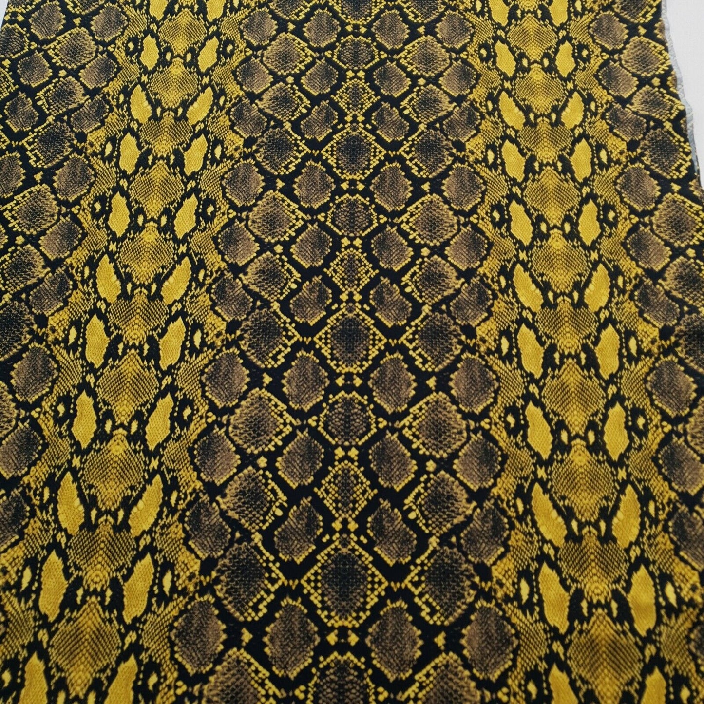 1/2 Metre Snake Yellow Printed Cotton Lycra Stretch Jersey Fabric