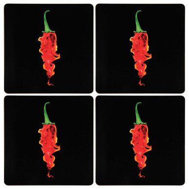 Set Of Four Flaming Chilli Placemats