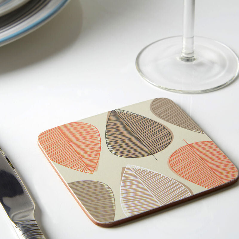 Orange Leaf Set Of Four Coasters