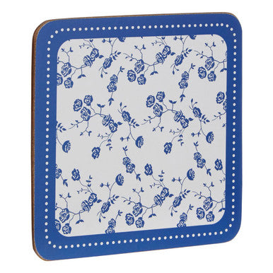 Blue Rose Set Of Four Coasters