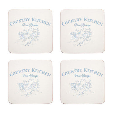Country Kitchen Set Of Four Cork Coasters