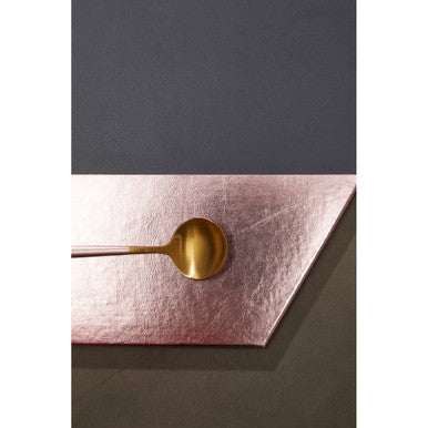 Geome Set of 4 Leather Effect Grey And Rose Gold Hexagon Placements