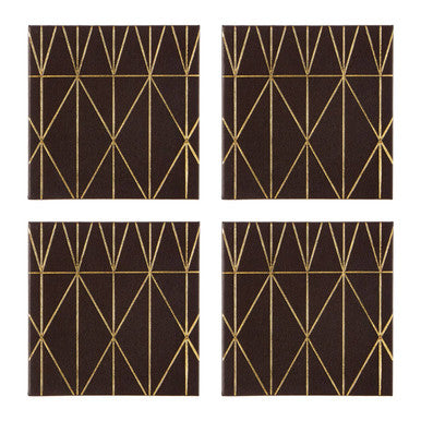 Geome Set Of 4 Prism Black And Gold Coasters