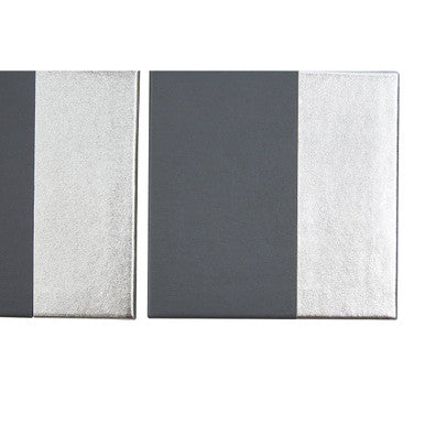Geome Set Of 4 Leather Effect Grey And Silver Coasters