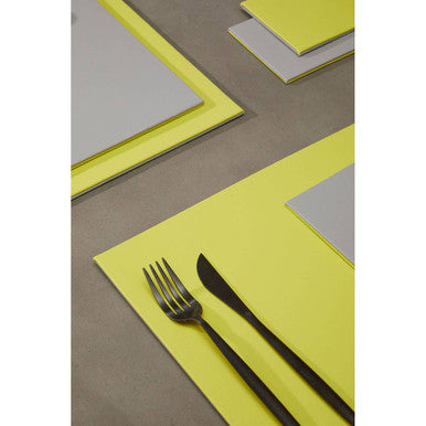 Reversible Grey and Green Placemat and Coaster Set of 4 | Geome