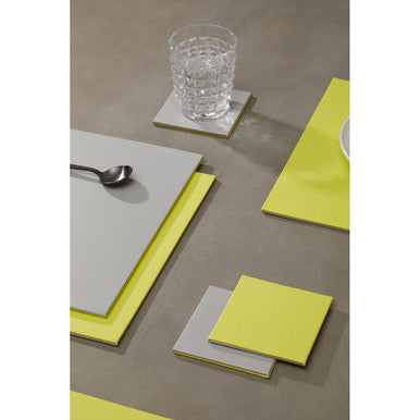 Reversible Grey and Green Placemat and Coaster Set of 4 | Geome