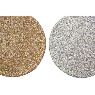 Set Of 4 Reversible Gold And Silver Glitter Coasters
