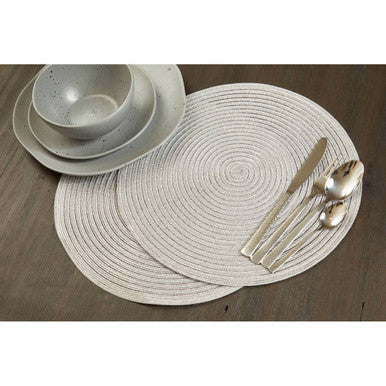Alice Round Silver Thread Woven Placemat