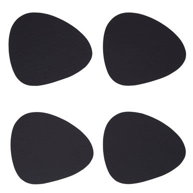 Catlins 4 Piece Pebble Black Leather Coasters