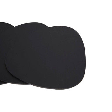 Catlins 4 Piece Pebble Black Leather Coasters