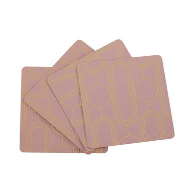 Frosted Deco Set Of 4 Pink Coasters
