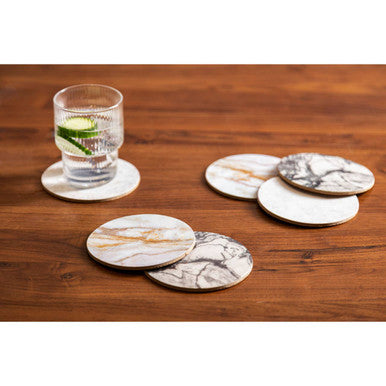 Mimo  6Pc Marble Effect Assorted Cork Coasters