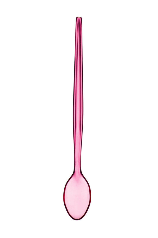 Summer Set Of Six Pink Plastic Sundae Spoons