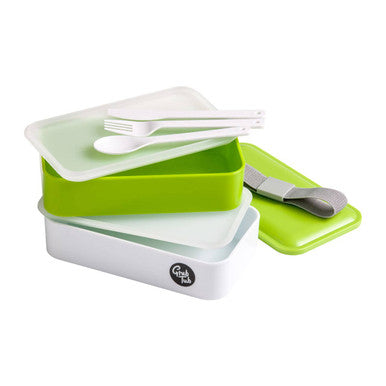 Green and White Stackable  Lunch Box | Grub Tub