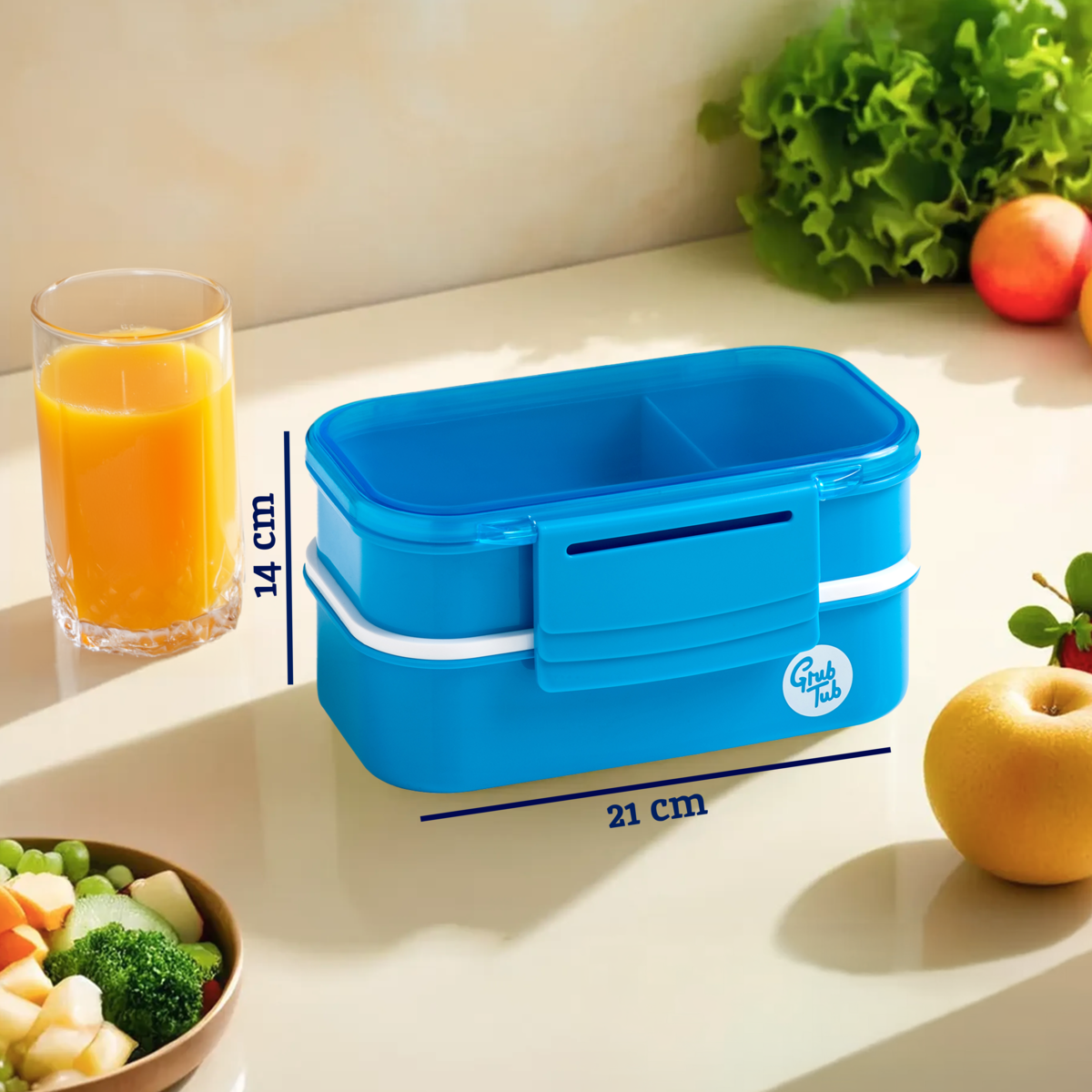 Blue 2 Tier Lunch Box | Grub Tub