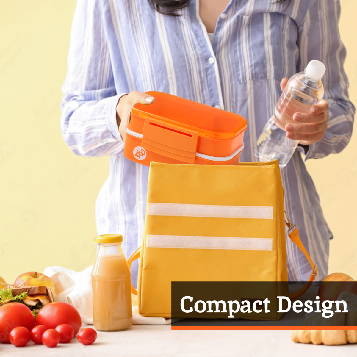 Orange 2 Tier Lunch Box | Grub Tub