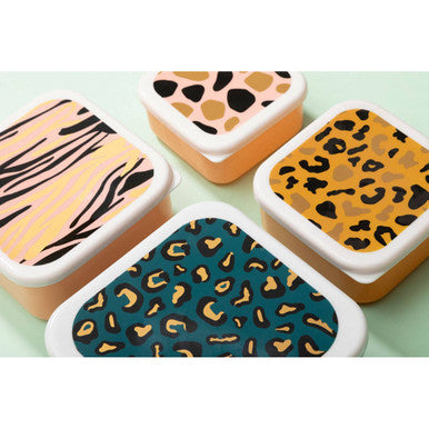 Mimo Set Of 4 Animal Print Lunch Boxes