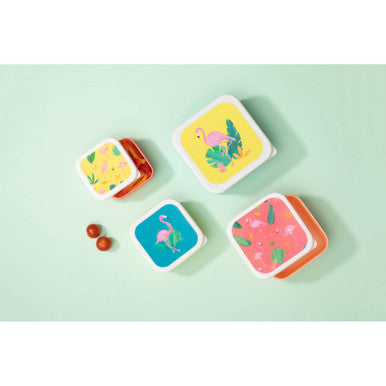 Mimo Set Of 4 Flamingo Lunch Boxes