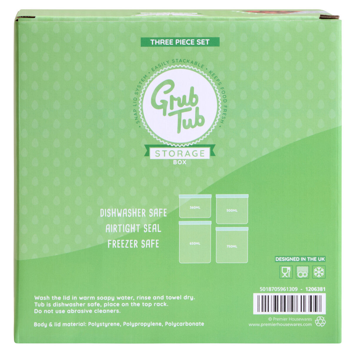 Grub Tub Set of 4 Food Storage Container