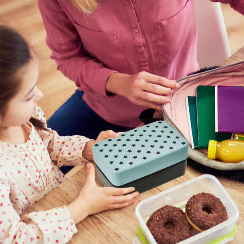 Grub Tub Light Blue Star Lunch Box With Cutlery