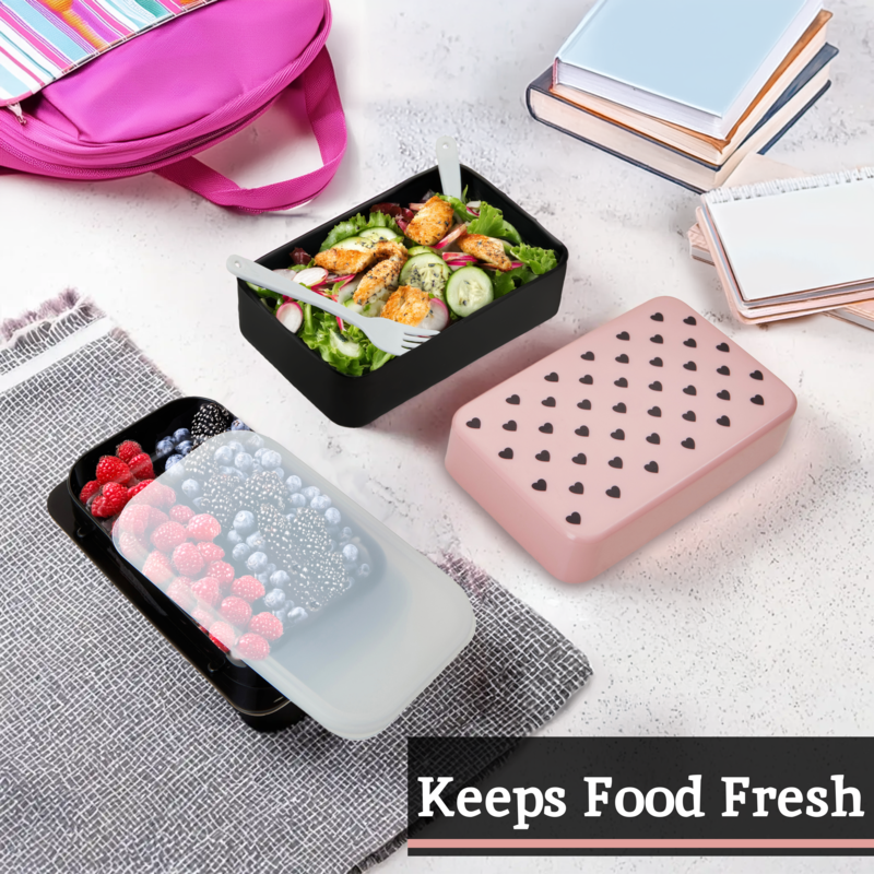 Light Pink Hearts Lunch Box with Cutlery | Grub Tub