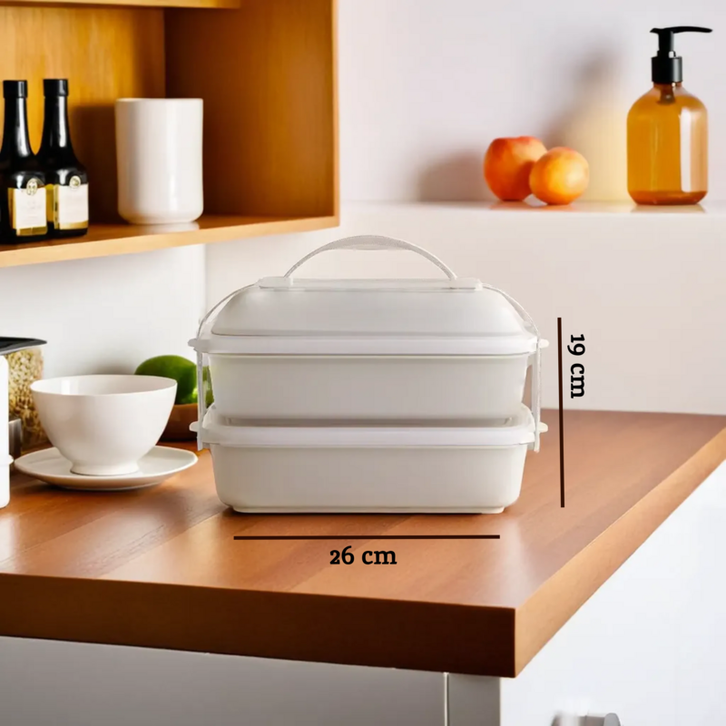 Grub Tub Warm Grey And White Lunch Box