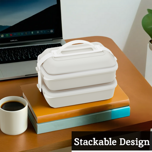 Grub Tub Warm Grey And White Lunch Box