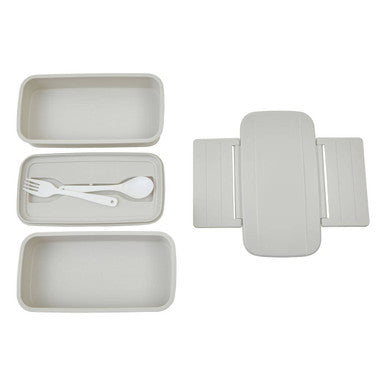 Grub Tub Warm Grey Lunch Box With Cutlery