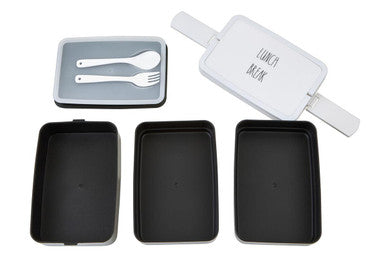 Grub Tub Black Lunch Box With Cutlery