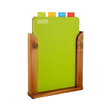 Set of 4 Wood Stand Colourful Chopping and Serving Boards
