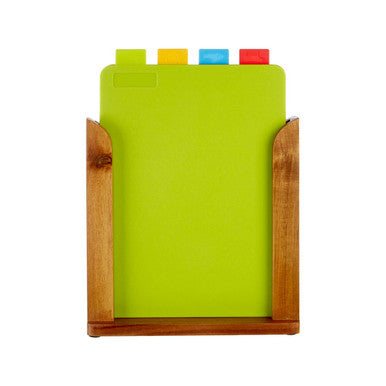 Set of 4 Wood Stand Colourful Chopping and Serving Boards