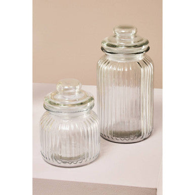 Ribbed Glass Storage Jar  1300Ml