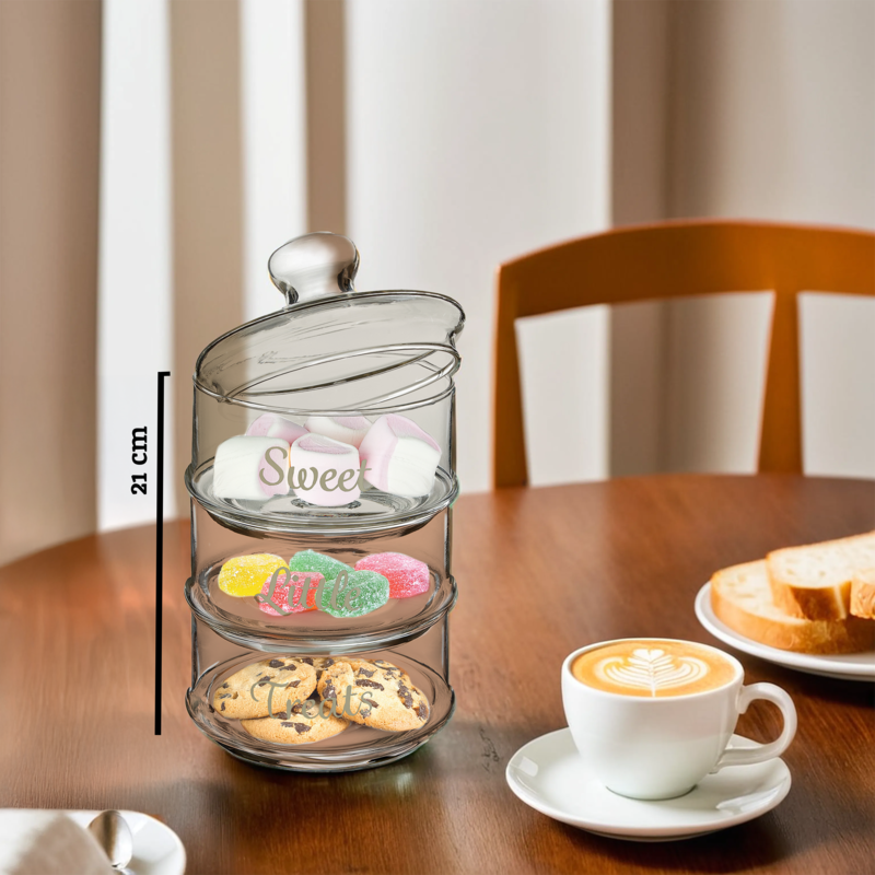 Olivia Stackable 3 Tier Glass Storage Jar