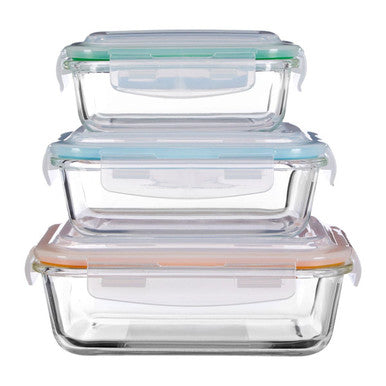 Freska Set Of 3 Rectangular Glass Containers