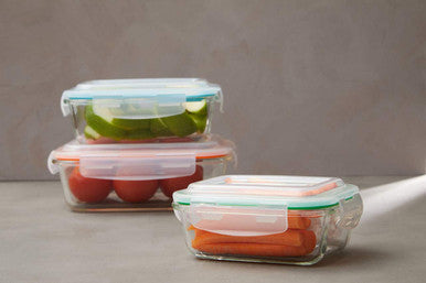 Freska Set Of 3 Rectangular Glass Containers