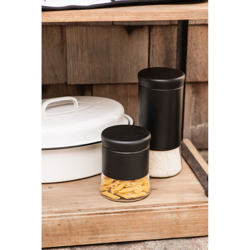 Black Steel Wrap Glass Storage Jar - 800ml