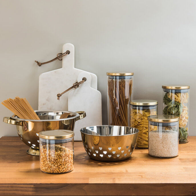 Freska Glass Storage Jar with Gold Lid 1300ml