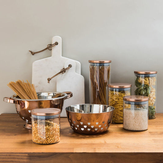 Freska Glass Storage Jar with  Rose Gold Lid 1300ml