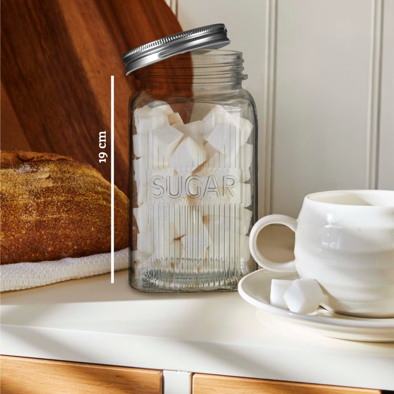 Luca Set Of Three Glass Jars With Silver Lids