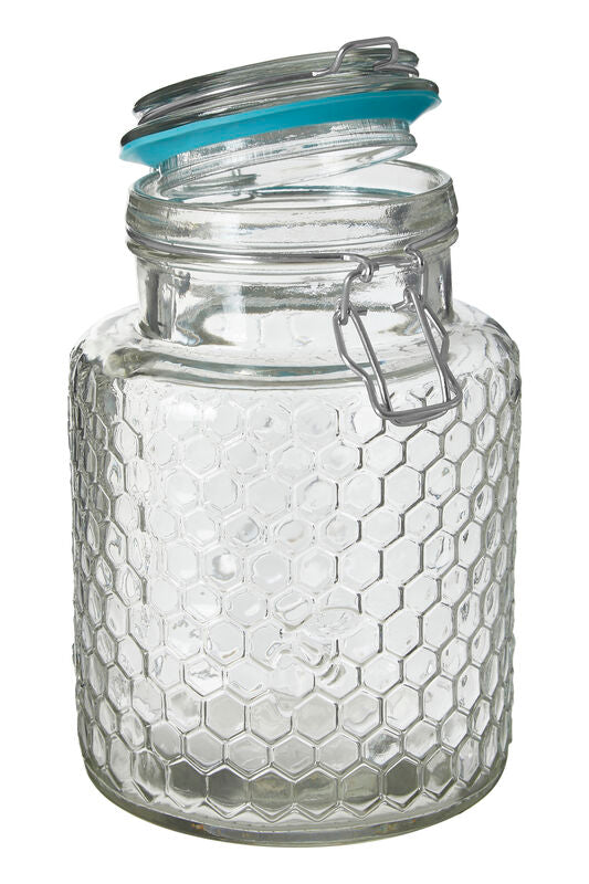 Apiary Textured Glass Jar with Blue Seal 1300ml