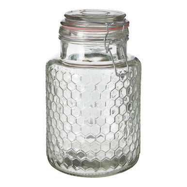 Apiary Textured Glass Jar with Pink Seal 1300ml